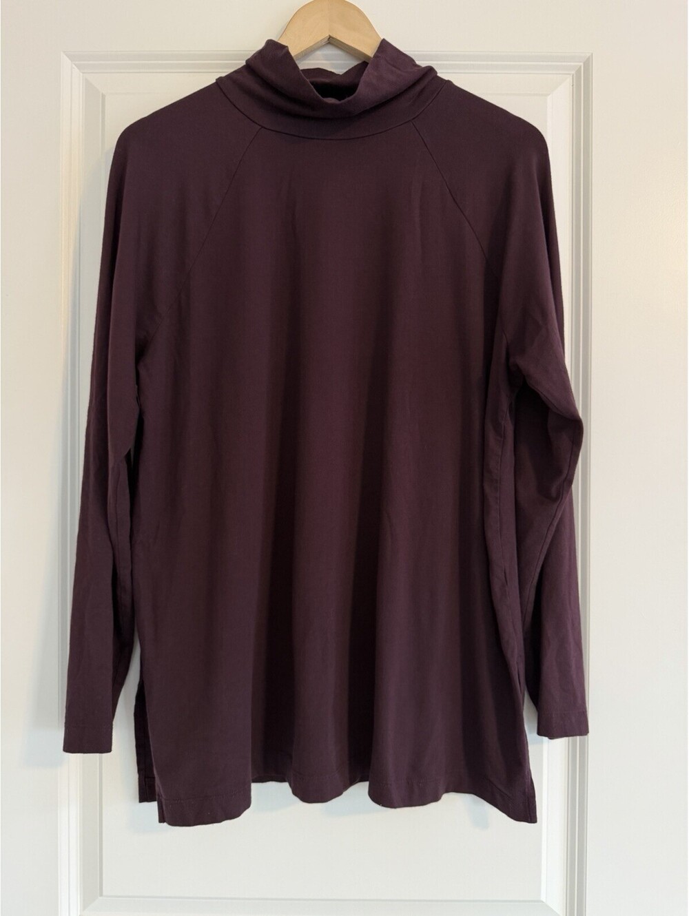 J.Jill Luxe Supima Turtleneck Tunic Burgundy Size L Petite Cozy Minimalist Basic